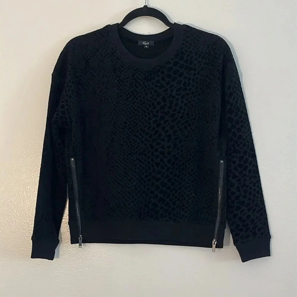 Rails | Marlo tonal flocked velvet cobra sweatshirt top Women’s size XS Zippers - Picture 2 of 9